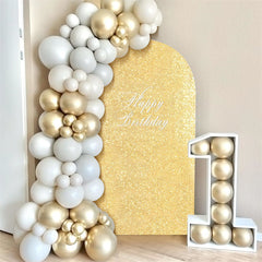 Lofaris Gold Sequin Fitted Arch Backdrop Cover for Wedding Decor