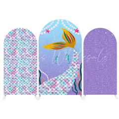 Mermaid Happy Birthday Party Background Arch Backdrop Wall Cloth Cover