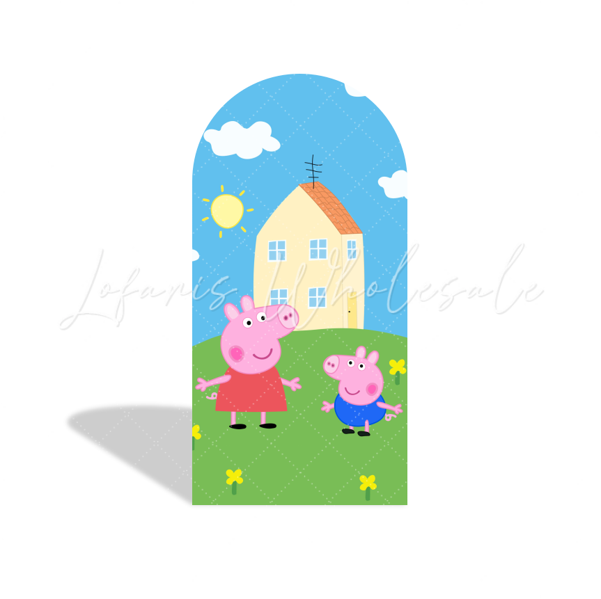 Peppa Pig Theme Happy Birthday Party Arch Backdrop Cover