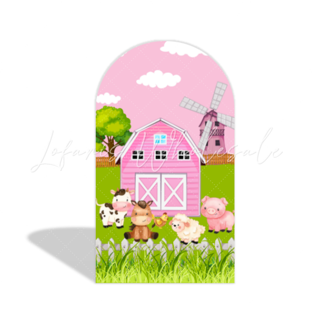 Pink Farm Them Barn Birthday Chiara Arch Backdrop Wall Cloth Cover