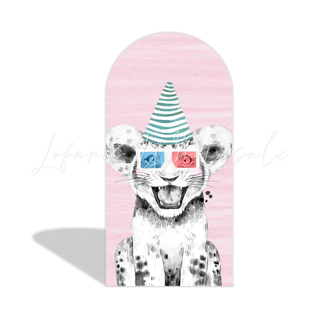 Pink Safari Animal Happy Birthday Party Arch Backdrop Wall Cloth Cover