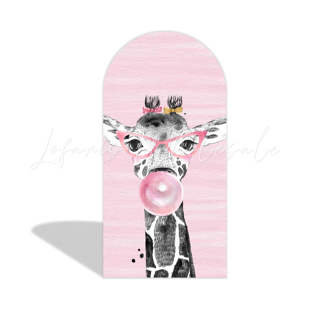 Pink Safari Animal Happy Birthday Party Arch Backdrop Wall Cloth Cover