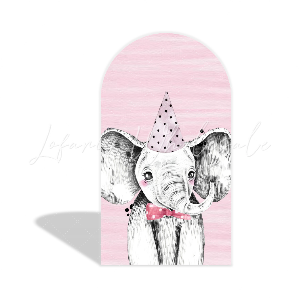 Pink Safari Animal Happy Birthday Party Arch Backdrop Wall Cloth Cover