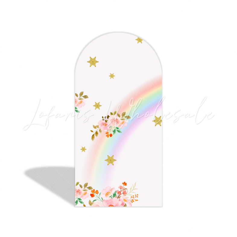 Rainbow Flora Unicorn Happy Birthday Party Arch Backdrop Wall Cloth Cover