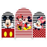 Red stripes mickey and minnie arch Birthday Party Arch Backdrop Wall Cloth Cover