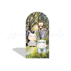 Safari jungle animals arch Birthday Party Arch Backdrop Wall Cloth Cover