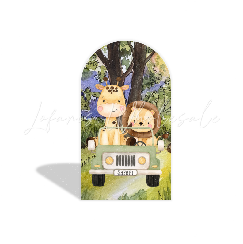 Safari jungle animals arch Birthday Party Arch Backdrop Wall Cloth Cover