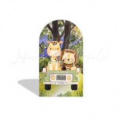 Safari jungle animals arch Birthday Party Arch Backdrop Wall Cloth Cover