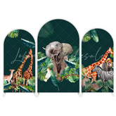 Safari Jungle Wild Theme Happy Birthday Party Arch Backdrop Wall Cloth Cover