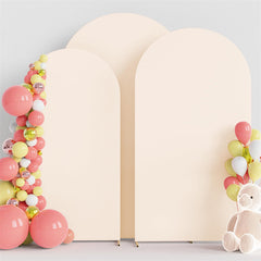 Lofaris Set of 3 Beige Spandex Fitted Wedding Arch Cover