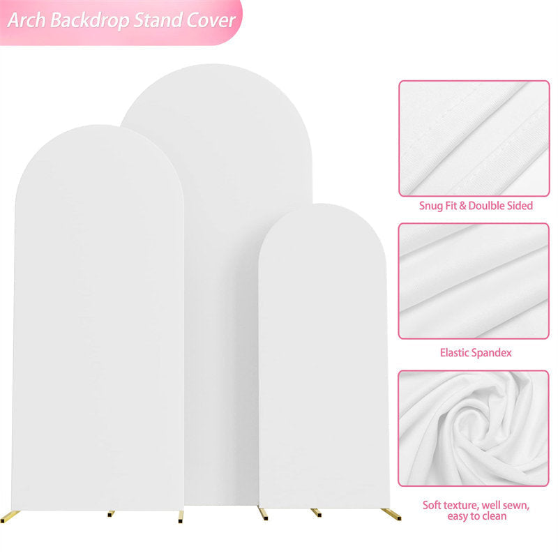 Lofaris Set of 3 White Spandex Fitted Wedding Arch Cover
