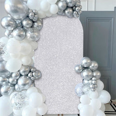 Lofaris Silver Sequin Fitted Arch Backdrop Cover for Wedding Decor