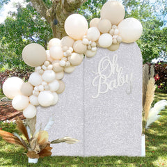 Lofaris Silver Sequin Fitted Arch Backdrop Cover for Wedding Decor