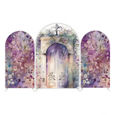 Watercolor Purple Flower Door Gate Birthday Party Arch Backdrop Wall Cloth Cover