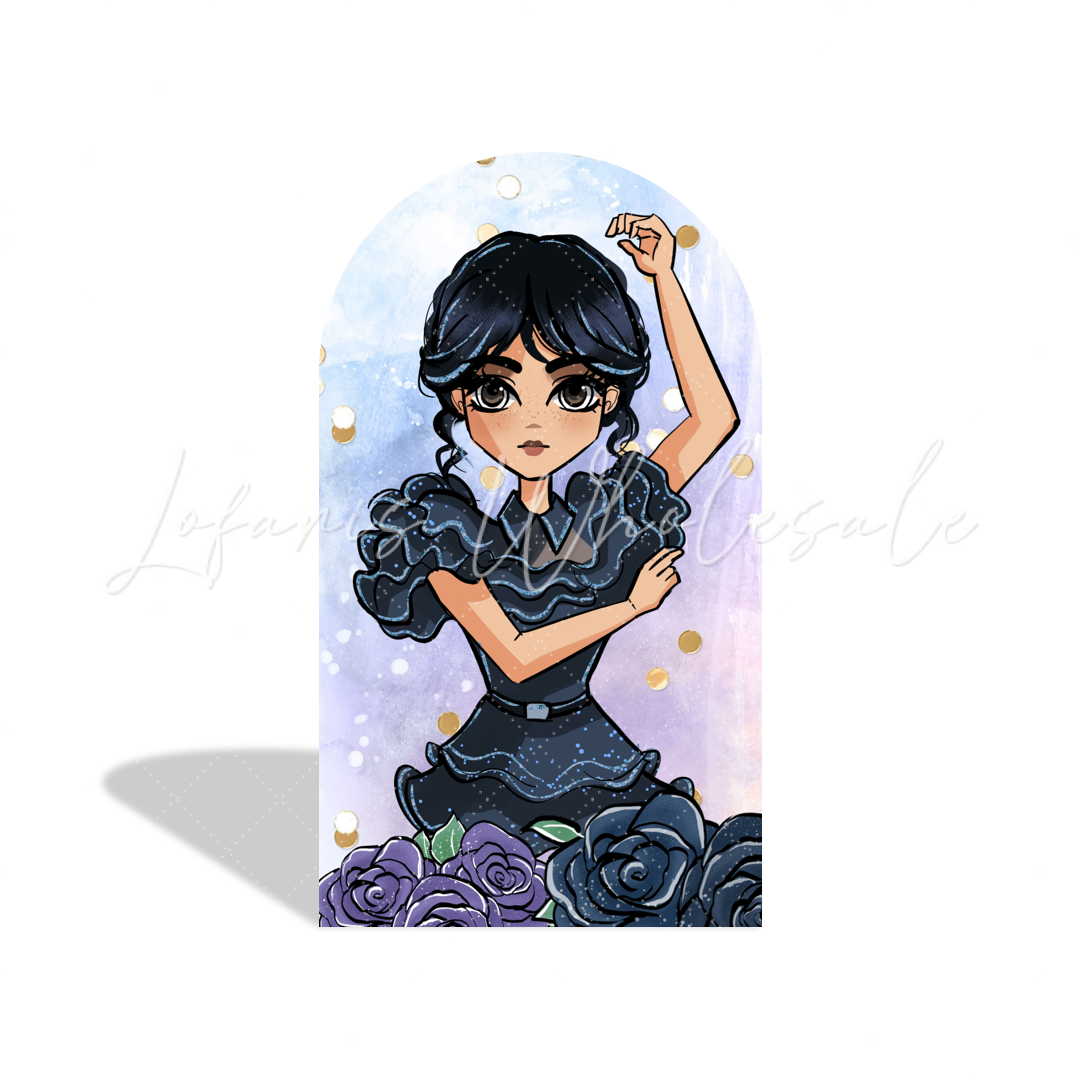 Wednesday Addams Theme Birthday Party Arch Backdrop Wall Cloth Cover