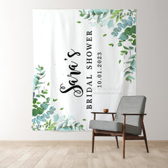 Personalized Eucalyptus Greenery Bridal Shower Backdrop