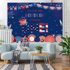 Lofaris 4Th of July Girls Happy First Birthday Party Backdrop