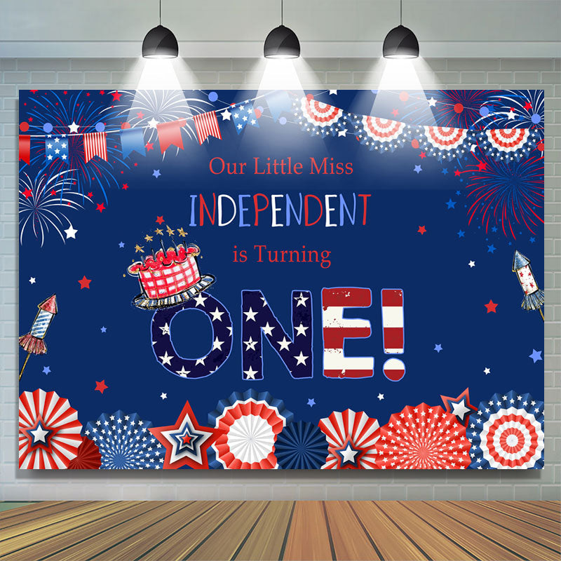 Lofaris 4Th of July Girls Happy First Birthday Party Backdrop