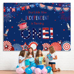 Lofaris 4Th of July Girls Happy First Birthday Party Backdrop