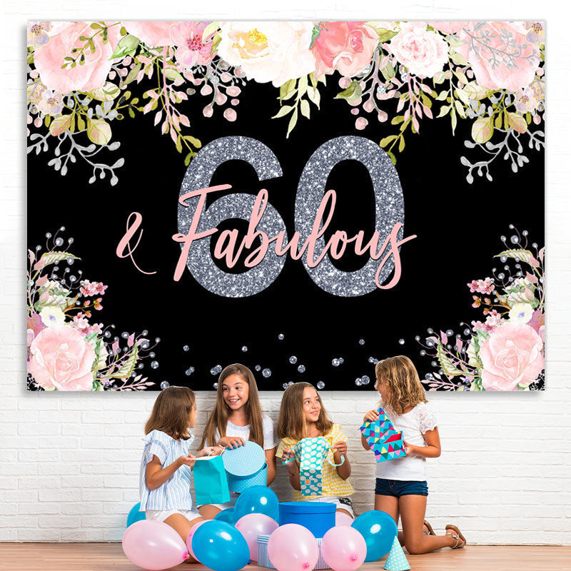 Lofaris 60 and Fabulous Pink Floral 60Th Birthday Backdrop