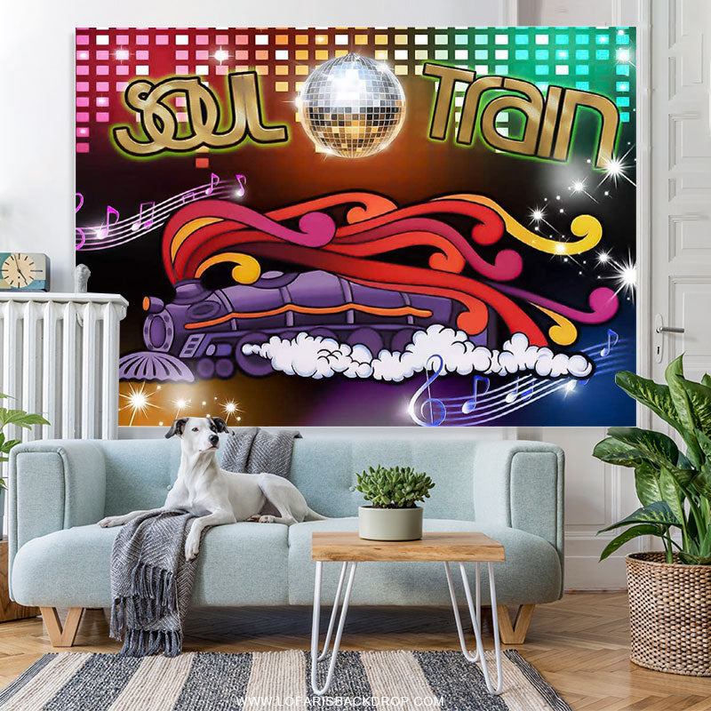 Lofaris 70s Soul Train Theme Neon Sign Birthday Party Backdrop