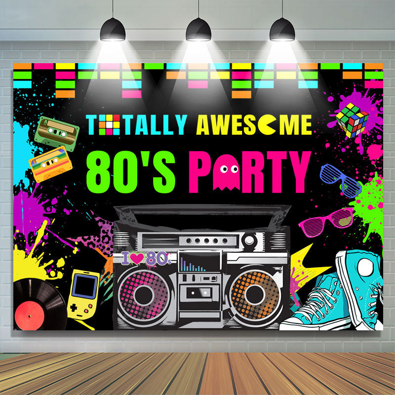 Lofaris 80s Party Graffiti Colorful Hip Hop Game Radio Backdrop