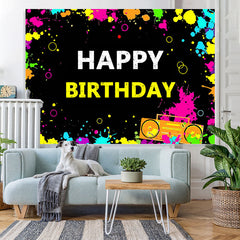 Lofaris 90S 80S Themed Graffiti Wall Happy Birthday Backdrop