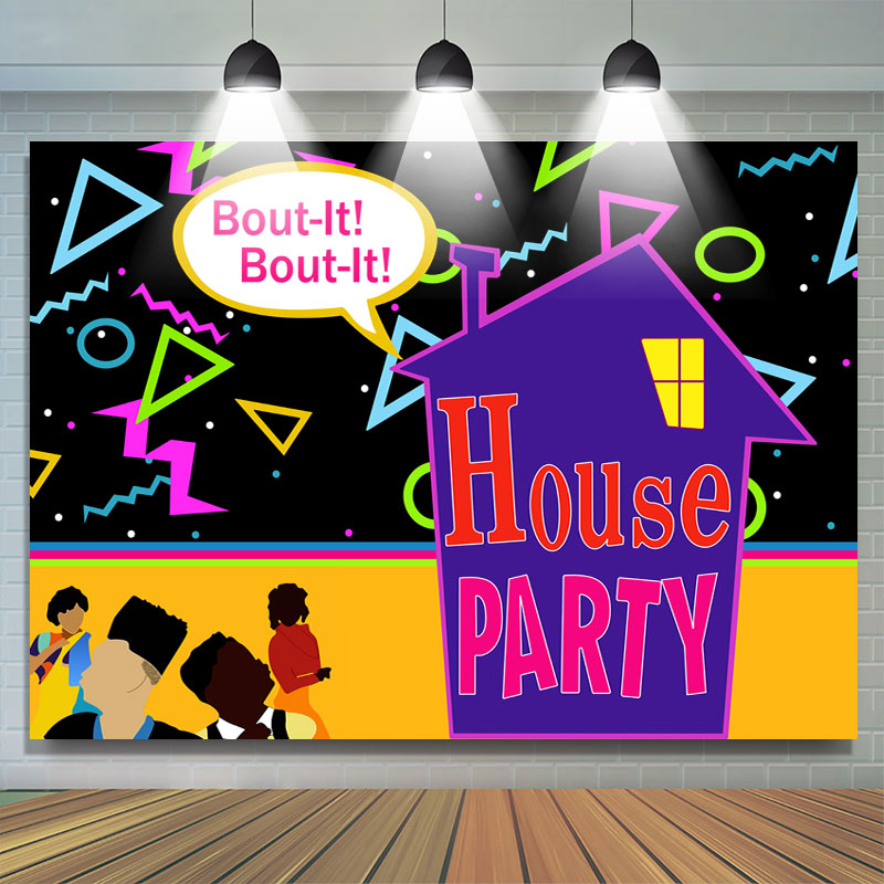 Lofaris Bounce House Theme 90s Family Party Photo Backdrop