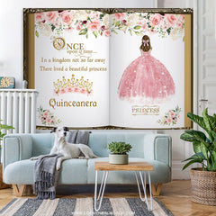 Lofaris Pink Princess And Floral Crown Birthday Backdrop