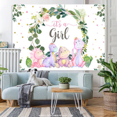 Lofaris It Is A Girl Animals And Wreaths Baby Shower Backdrop