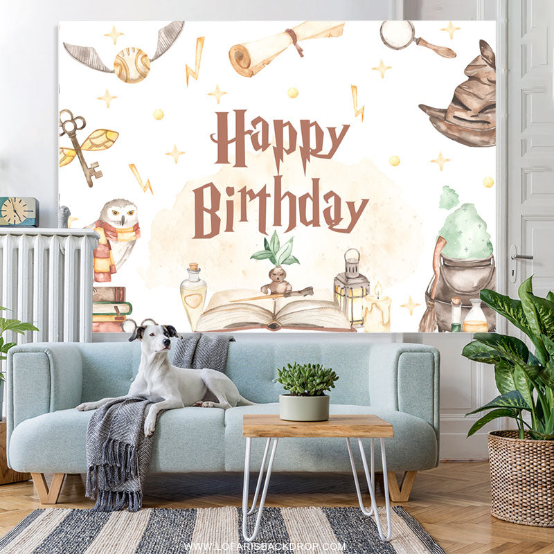 Lofaris Magic Academy Tiny Spot Happy Birthday Backdrop