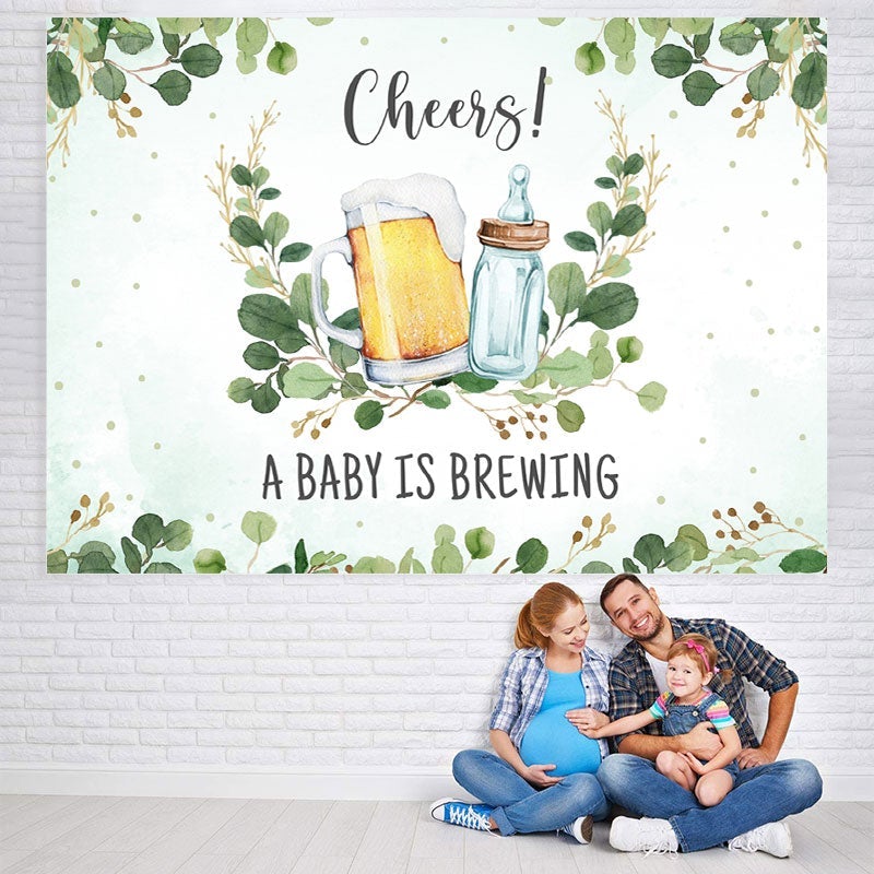 Lofaris A Baby is Brewing Feeding Bottle and Beer Shower Backdrop
