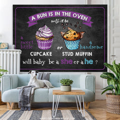 Lofaris A Bun Is In The Oven Purple Blue Baby Shower Backdrop