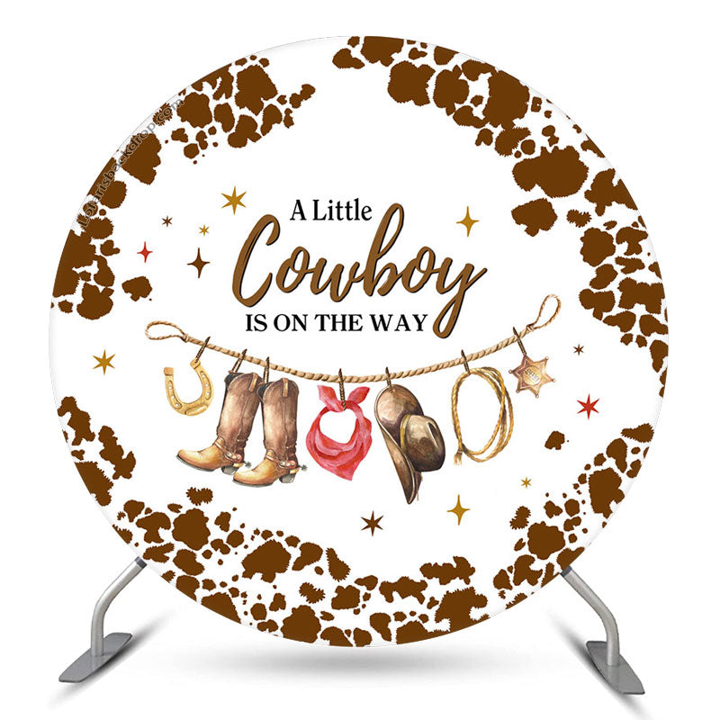 Lofaris A Cowboy Is On The Way Circle Baby Shower Backdrop