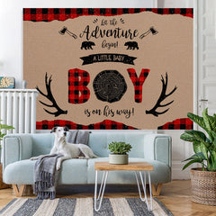 Lofaris A Little Boy Is On His Way Wood Baby Shower Backdrop