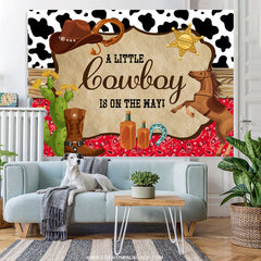 Lofaris A Little Cowboy Is On The Way Baby Shower Backdrop