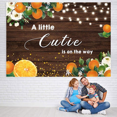Lofaris A Little Cutie Is On the Way Orange Backdrop for Baby Shower