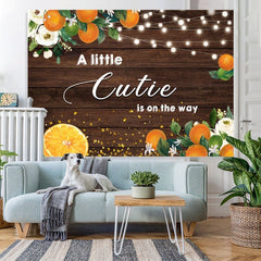 Lofaris A Little Cutie Is On the Way Orange Backdrop for Baby Shower