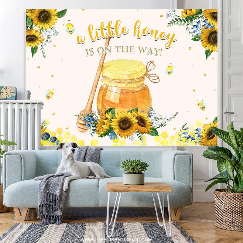 Lofaris A Little Honey Is On The Way Backdrop For Baby Shower