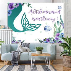 Lofaris A Little Mermaid Is On Thy Way Baby Shower Backdrop