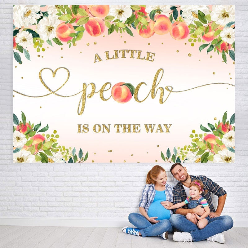 Lofaris A Little Peach Is On The Way Pink Baby Shower Backdrop
