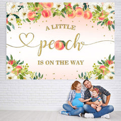 Lofaris A Little Peach Is On The Way Pink Baby Shower Backdrop