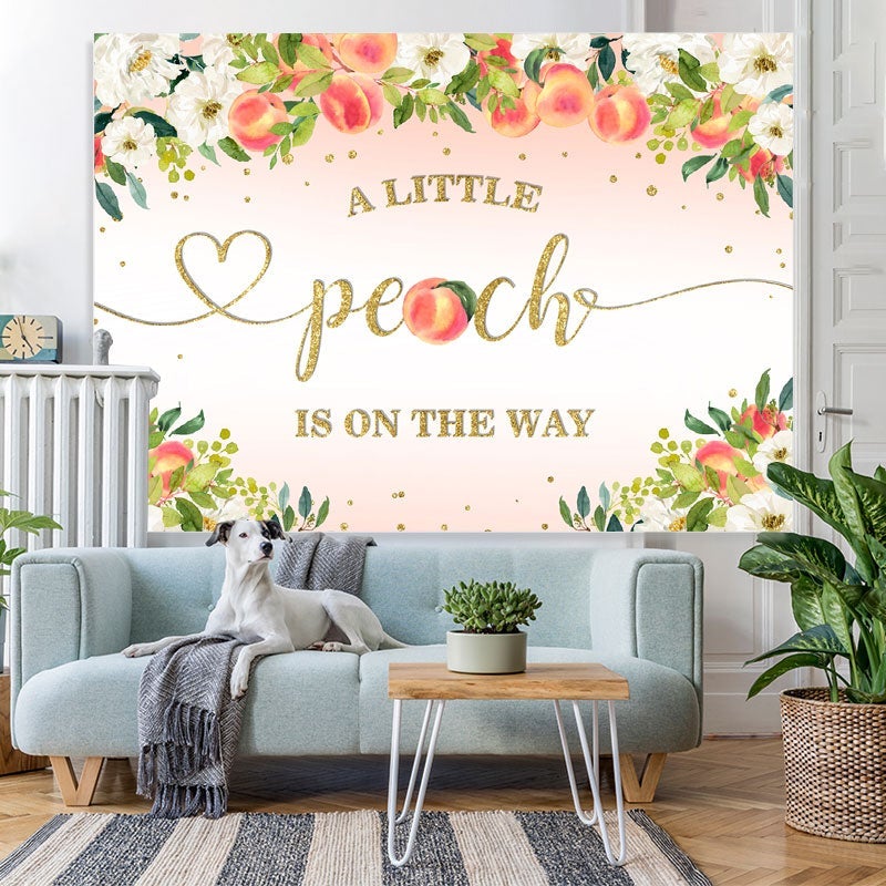 Lofaris A Little Peach Is On The Way Pink Baby Shower Backdrop