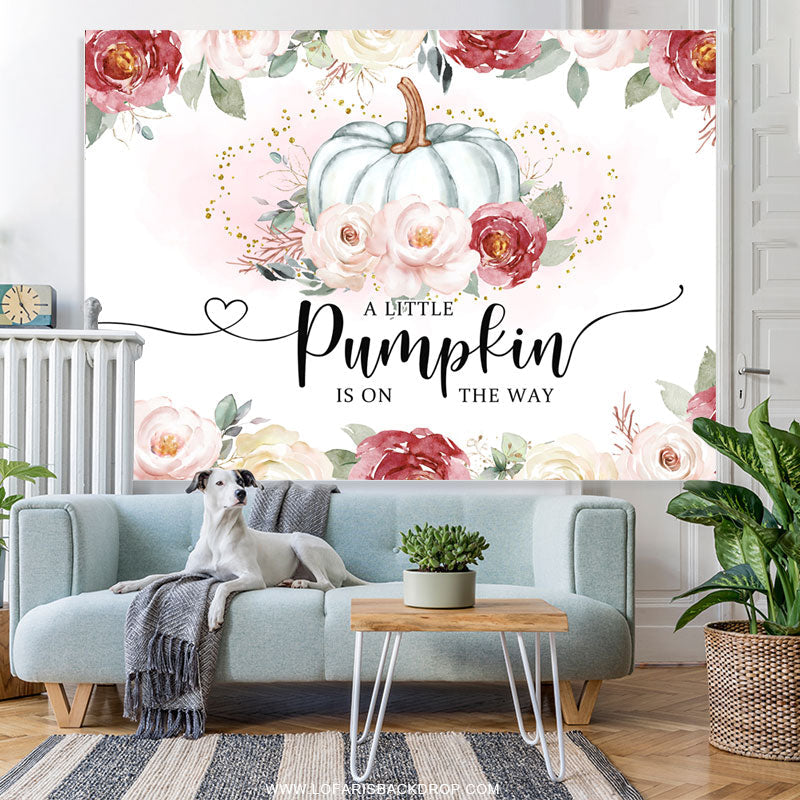 Lofaris A Little Pumpkin Is On The Way Pink Baby Shower Backdrop