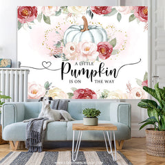 Lofaris A Little Pumpkin Is On The Way Pink Baby Shower Backdrop