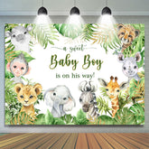 Lofaris A Sweet Baby Boy Is On His Way Animals Green Shower Backdrop