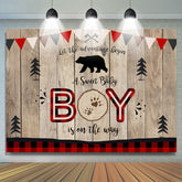 Lofaris A Sweet Boy Is On The Way Wooden Baby Shower Backdrop