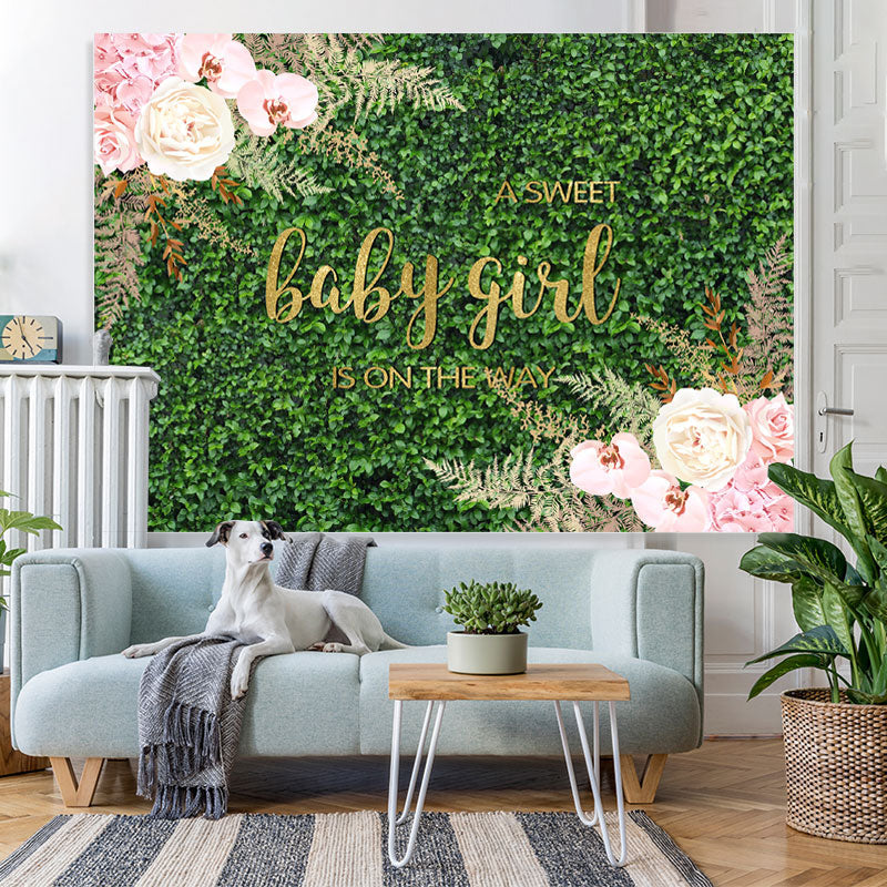 Lofaris A Sweet Girl Is On The Way Floral Baby Shower Backdrop