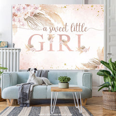 Lofaris A Sweet Little Girl Floralpink Baby Shower Backdrop