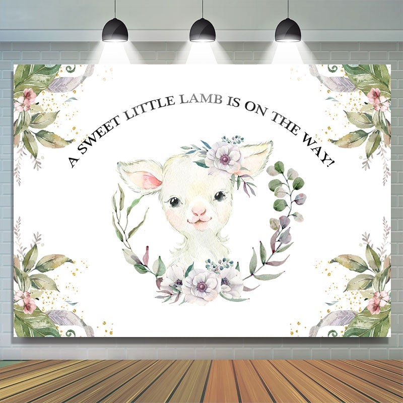 Lofaris A Sweet Little Lamb Is On The Way Baby Shower Backdrop